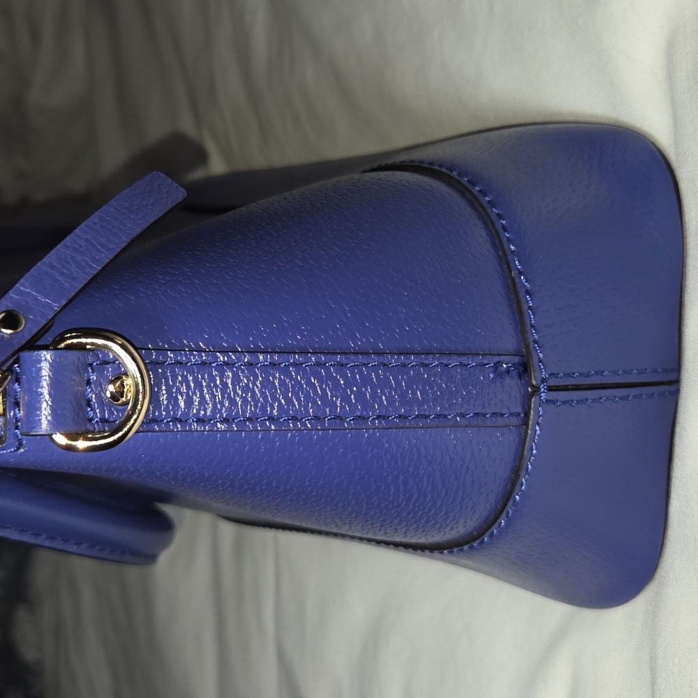 KATE SPADE NEW Royal Blue Pebbled Leather Wellesley Rachelle Satchel Purse - Picture 8 of 14